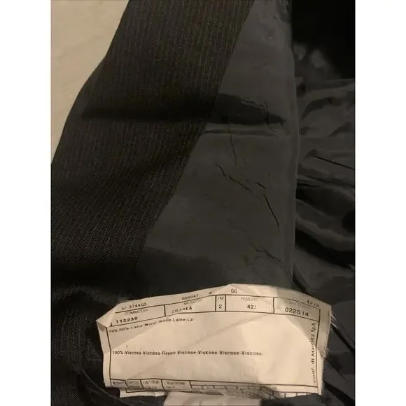 ARMANI Blazer COLLEZIONI Black stripe Wool Sz 42R - Picture 4 of 10